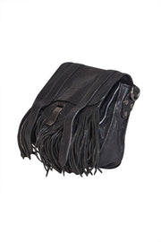 Proenza Schouler - Black Leather Fringe Trim Crossbody Bag - Current Boutique