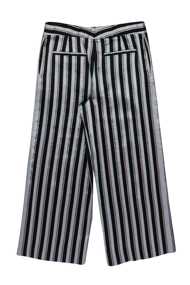 Current Boutique-Protagonist - Black, Silver, & Pink Stripe Wide Leg Pant Sz 4