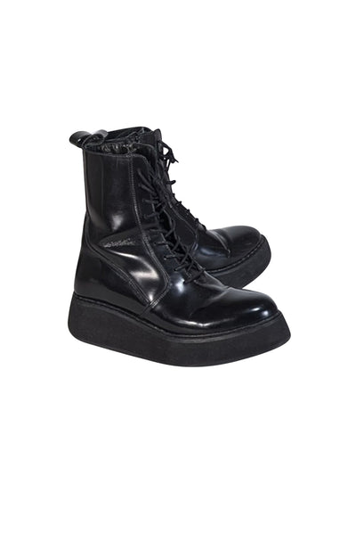 Current Boutique-Rachel Comey - Black Leather Lace Up Combat Boots Sz 8
