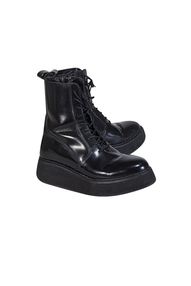 Current Boutique-Rachel Comey - Black Leather Lace Up Combat Boots Sz 8