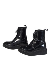 Current Boutique-Rachel Comey - Black Leather Lace Up Combat Boots Sz 8