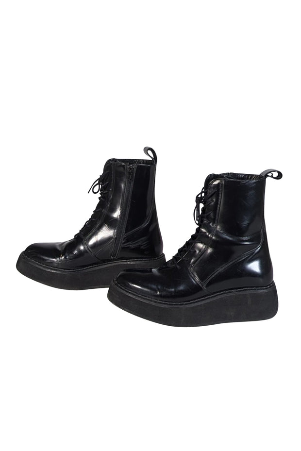 Current Boutique-Rachel Comey - Black Leather Lace Up Combat Boots Sz 8