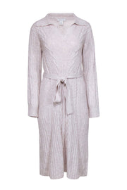 Current Boutique-Rachel Zoe - Beige Blend Collared Cable Knit Midi Dress Sz M