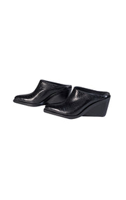 Rag & Bone - Black Croc Embossed Leather Mules Sz 7 - Current Boutique