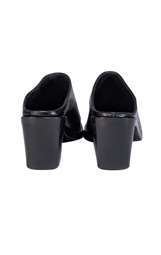 Rag & Bone - Black Croc Embossed Leather Mules Sz 7 - Current Boutique
