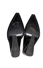 Rag & Bone - Black Croc Embossed Leather Mules Sz 7 - Current Boutique