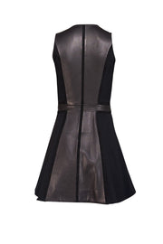 Current Boutique-Rag & Bone - Black Leather & Suede Paneled Fit & Flare Mini Dress Sz 0