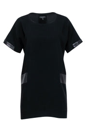 Current Boutique-Rag & Bone - Black Shift Dress w/ Lamb Leather Trim Sz XS