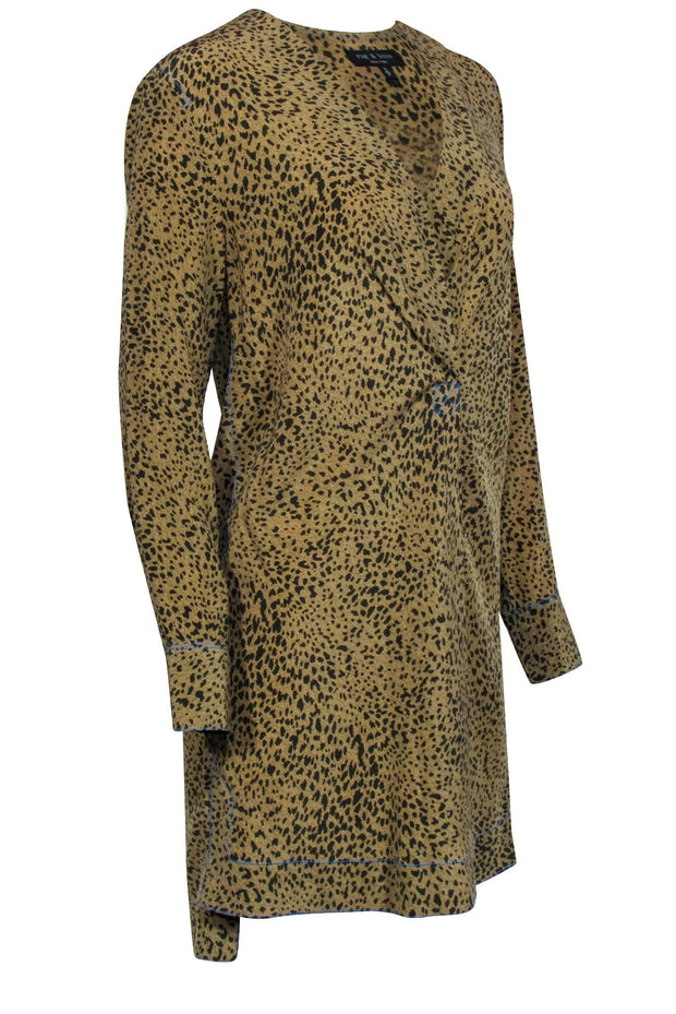 Current Boutique-Rag & Bone - Beige & Black Leopard Print Long Sleeve Dress Sz S