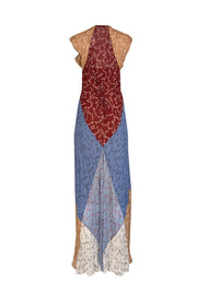 Current Boutique-Rag & Bone - Maroon, Blue, &amp; Tan Floral Patchwork Maxi Dress S
