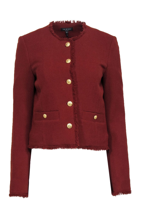 Current Boutique-Rag & Bone - Rust Wool "Carmen" Jacket w/ Raw Edges Sz 4