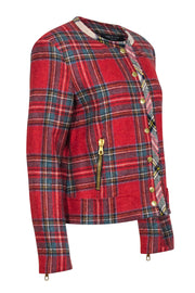 Current Boutique-Rag & Bone - Red, Teal & Beige Plaid Wool Jacket Sz 8
