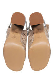 Current Boutique-Rag & Bone - Beige Laser Cut Print Suede Open Toe Block Heels Sz 10