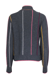Current Boutique-Rag & Bone - Grey Turtleneck Sweater w/ Striped Embroidery Sz L