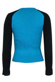 Current Boutique-Rag & Bone - Ivory, Teal, & Black Colorblock "Navaya" Crewneck Sweater Sz S