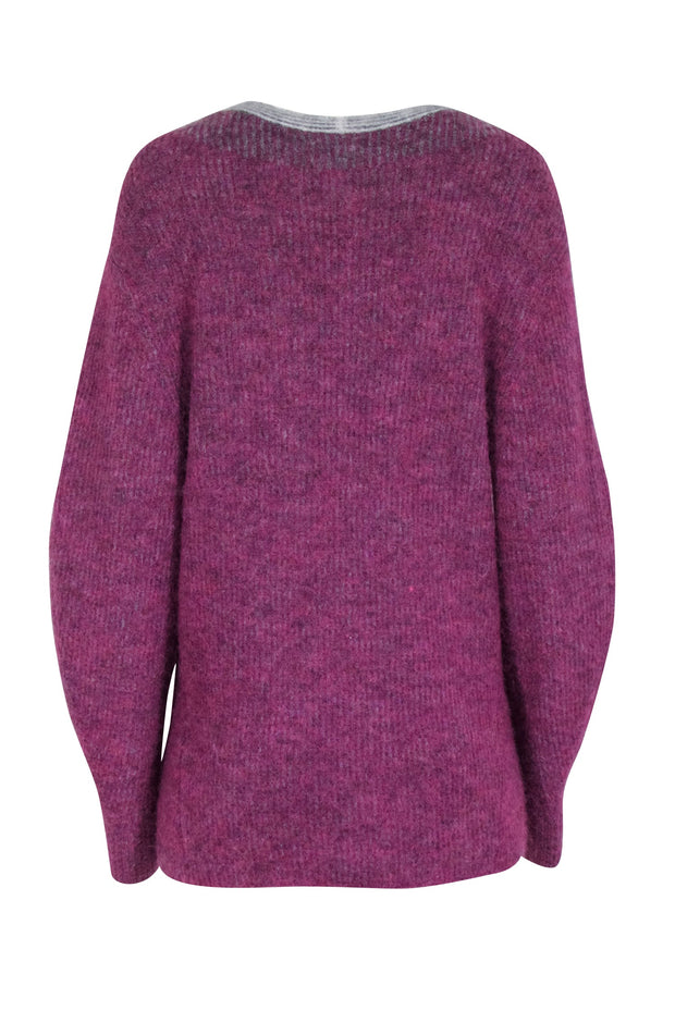 Current Boutique-Rag & Bone - Magenta V-neck Oversized Sweater Sz S