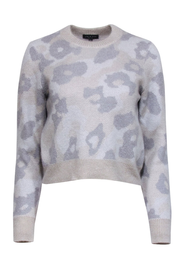 Current Boutique-Rag & Bone - Beige & Grey Leopard Print Mohair Blend Sweater Sz XXS