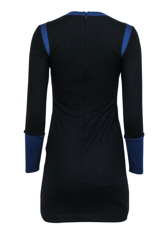 Current Boutique-Rag & Bone - Black Long Sleeve Color Block Midi Sheath Dress Sz 0