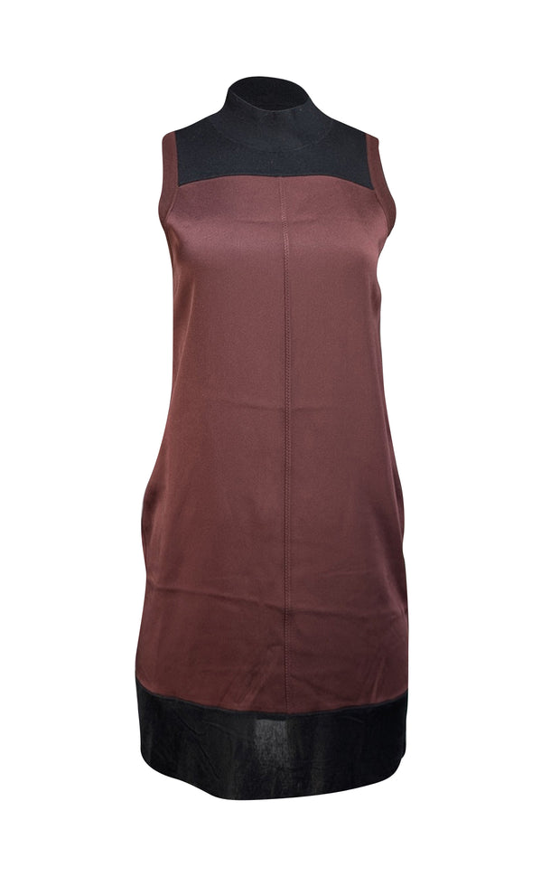 Rag & Bone - Dark Brick Red & Black Mock Neck Sleeveless Dress Sz XS - Current Boutique