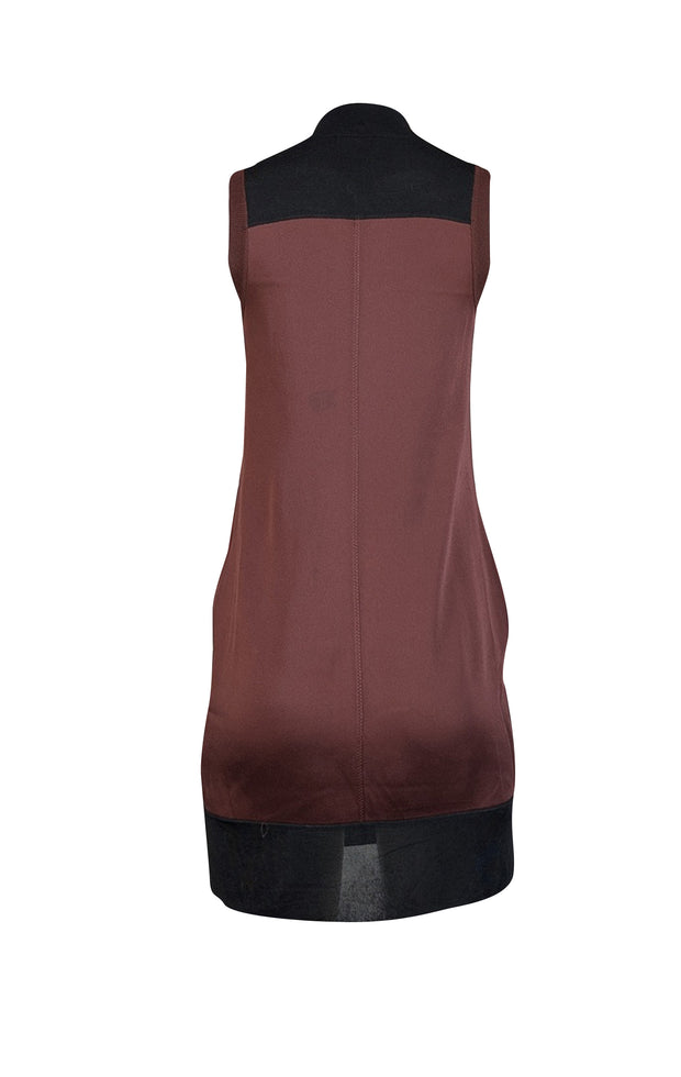 Rag & Bone - Dark Brick Red & Black Mock Neck Sleeveless Dress Sz XS - Current Boutique