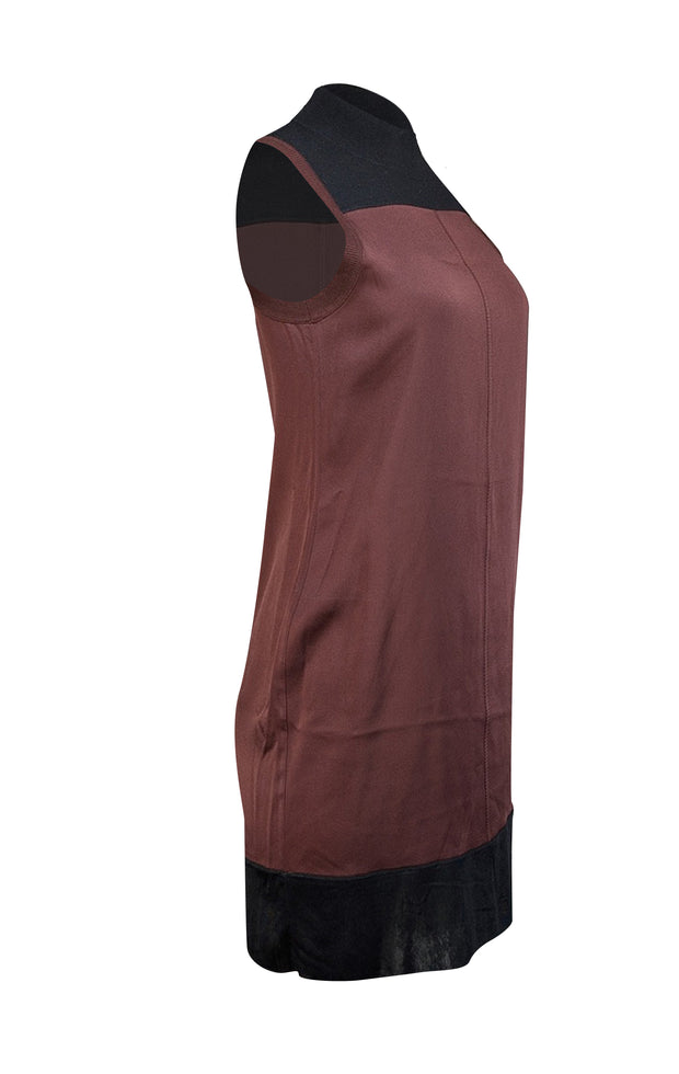 Rag & Bone - Dark Brick Red & Black Mock Neck Sleeveless Dress Sz XS - Current Boutique