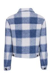 Current Boutique-Rails - Blue & Off-White Buffalo Check Wool Blend Cropped Jacket Sz XS