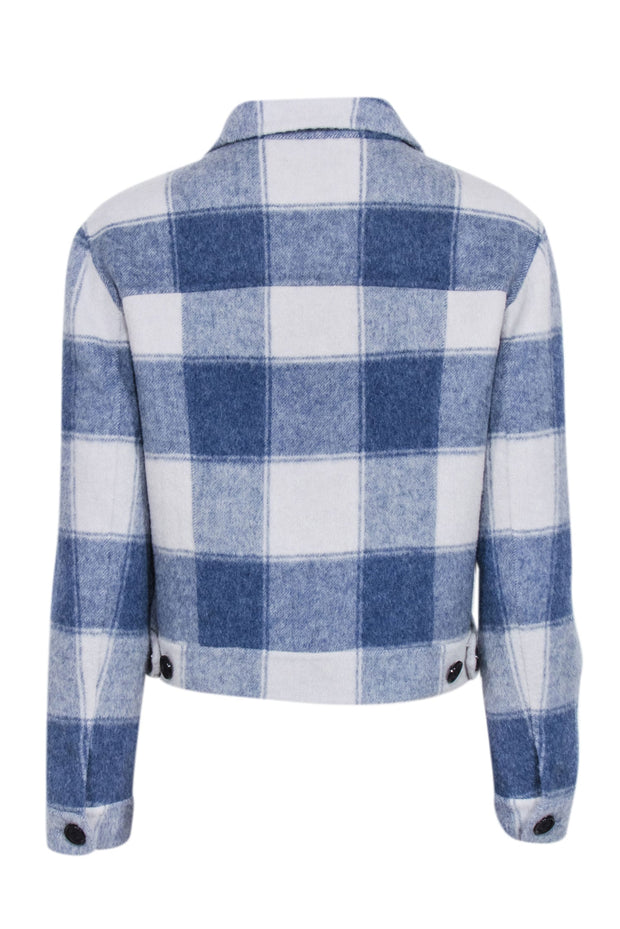 Current Boutique-Rails - Blue & Off-White Buffalo Check Wool Blend Cropped Jacket Sz XS