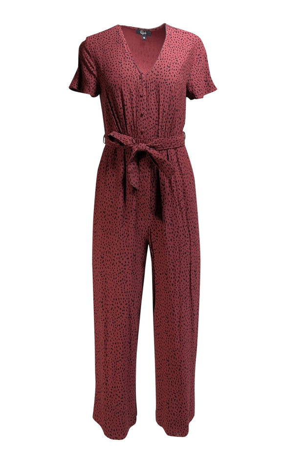 Current Boutique-Rails - Maroon & Black Spotted Short Sleeve Jumpsuit Sz XS