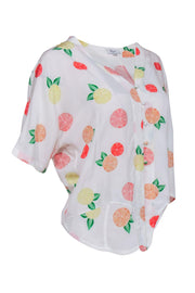 Current Boutique-Rails - White Blouse w/ Citrus & Lemon Print Sz XS