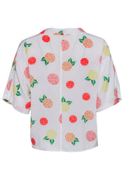 Current Boutique-Rails - White Blouse w/ Citrus & Lemon Print Sz XS