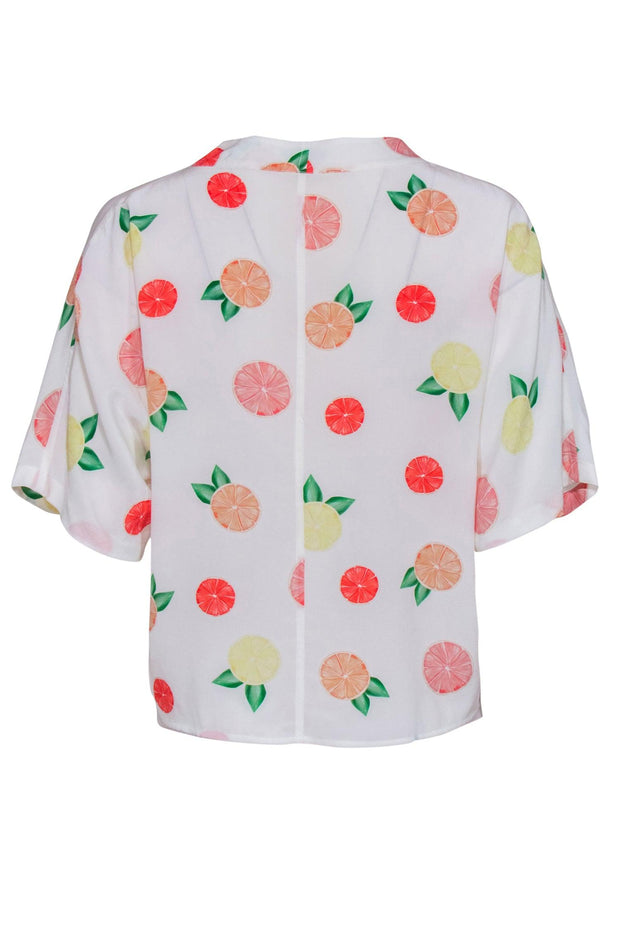 Current Boutique-Rails - White Blouse w/ Citrus & Lemon Print Sz XS