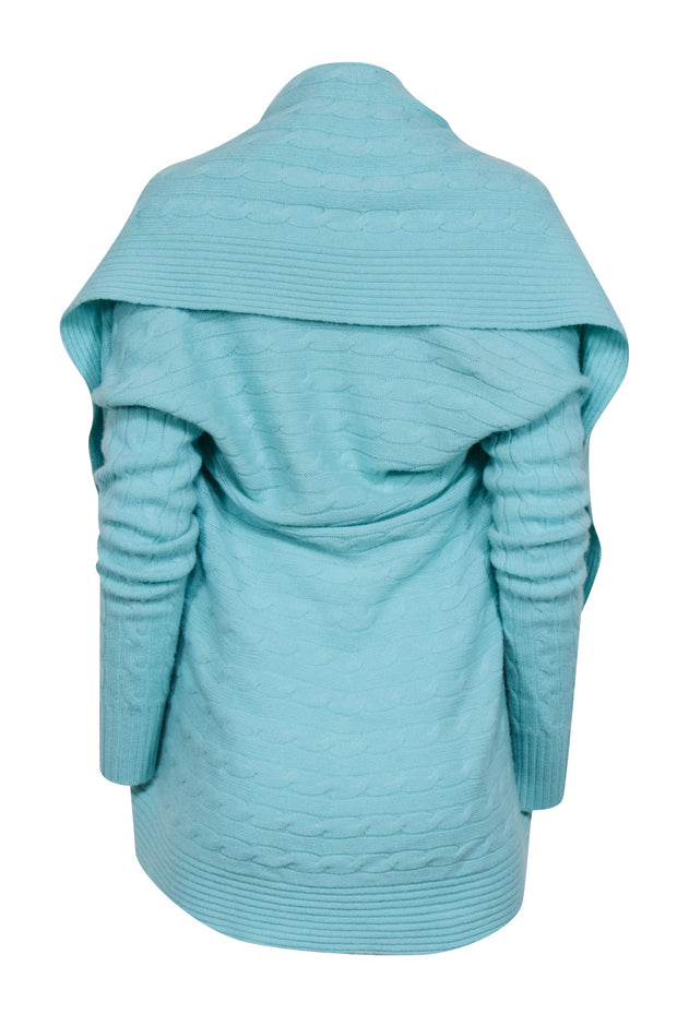 Current Boutique-Ralph Lauren - Aqua Blue Open-Front Cashmere Cardigan Sz M
