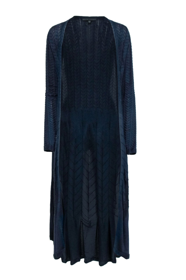 Current Boutique-Ralph Lauren - Navy Silk Long Cardigan Sz S