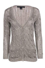 Current Boutique-Ralph Lauren Black Label - Gold Metallic Knit Cardigan Sz XS