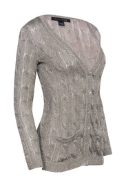 Current Boutique-Ralph Lauren Black Label - Gold Metallic Knit Cardigan Sz XS