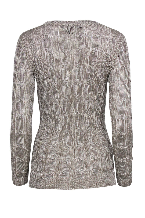 Current Boutique-Ralph Lauren Black Label - Gold Metallic Knit Cardigan Sz XS