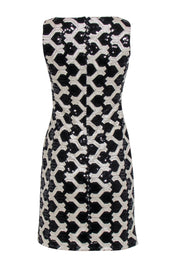 Current Boutique-Lauren Ralph Lauren - Black & Beige Interlocking Sequin Pattern Sheath Dress Sz 2