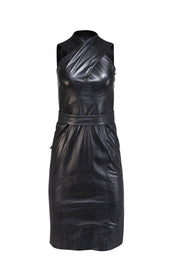 Ralph Lauren - Black Lambskin Leather Sleeveless Dress Sz 4 - Current Boutique