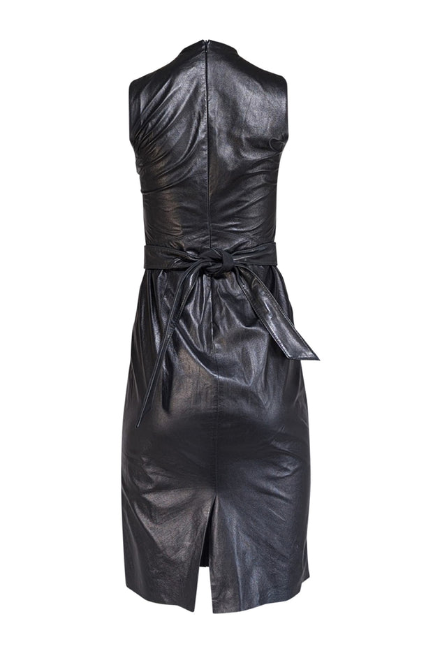 Ralph Lauren - Black Lambskin Leather Sleeveless Dress Sz 4 - Current Boutique