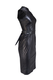 Ralph Lauren - Black Lambskin Leather Sleeveless Dress Sz 4 - Current Boutique