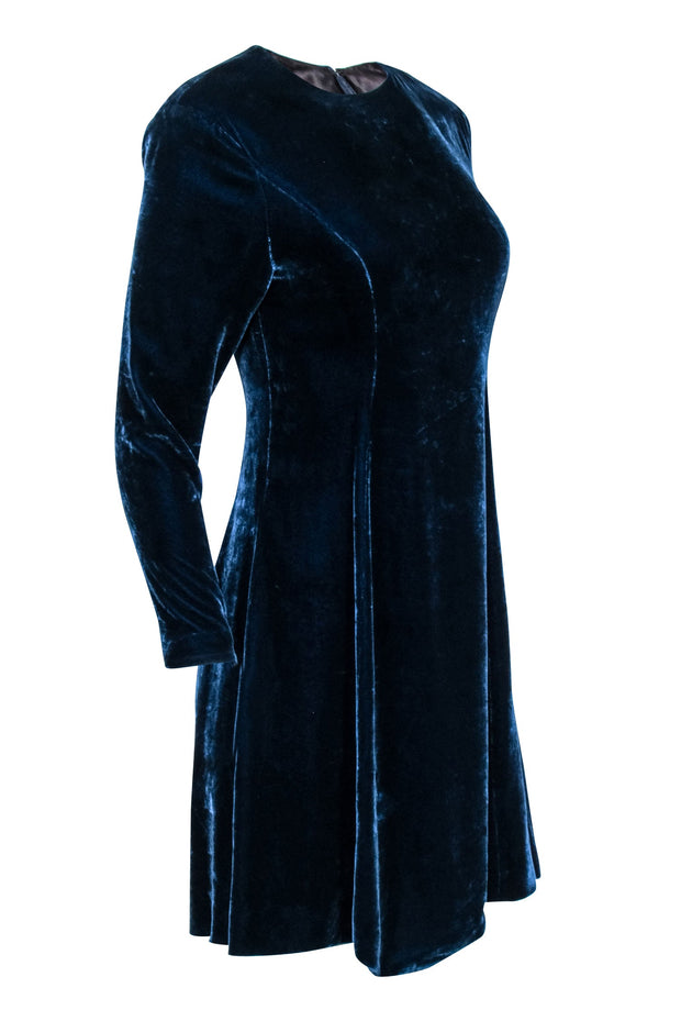 Current Boutique-Ralph Lauren - Teal Velvet Long Sleeve Dress Sz 6
