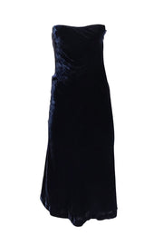 Ralph Lauren - Navy Strapless Velvet Midi Dress Sz 2 - Current Boutique