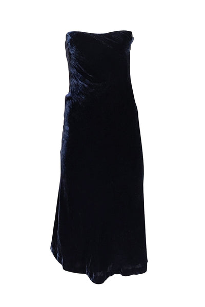 Ralph Lauren - Navy Strapless Velvet Midi Dress Sz 2 - Current Boutique
