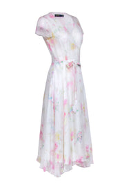 Current Boutique-Ralph Lauren - White w/ Pink, & Yellow Floral Print Wrap Dress Sz 4