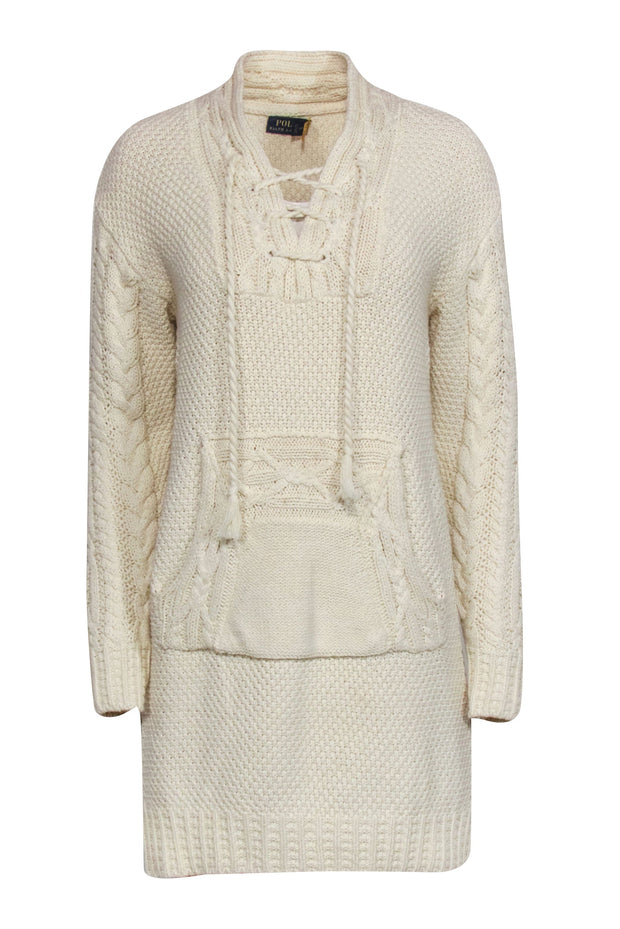 Current Boutique-Polo Ralph Lauren - Cream Cable Knit Sweater Dress Sz S