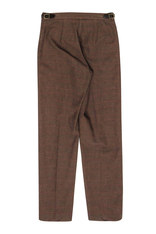 Current Boutique-Ralph Lauren- Brown & Red Plaid Pleated Straight Leg Pants Size 4P