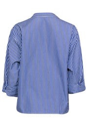 Current Boutique-Ralph Lauren - Blue & White Wrap Style Button Up Shirt Sz 8