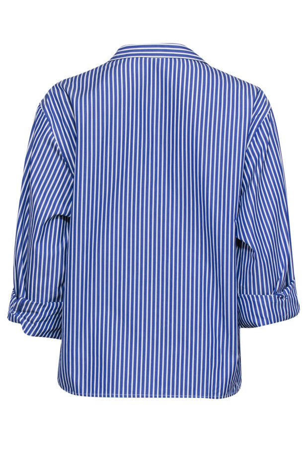 Current Boutique-Ralph Lauren - Blue & White Wrap Style Button Up Shirt Sz 8