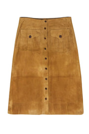 Current Boutique-Ralph Lauren - Tan Leather Suede Button Down Skirt Sz 6