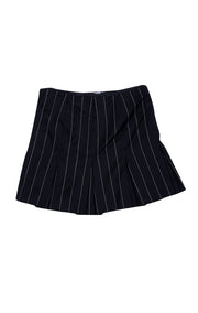 Ralph Lauren Purple - Black & White Pinstriped Wool Pleated Skirt Sz 8 - Current Boutique